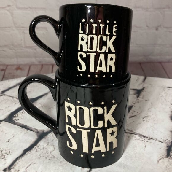 2 pc set Mugs 12oz Rock Star 8oz Little Rock Star! Daddy & Me - Picture 1 of 7